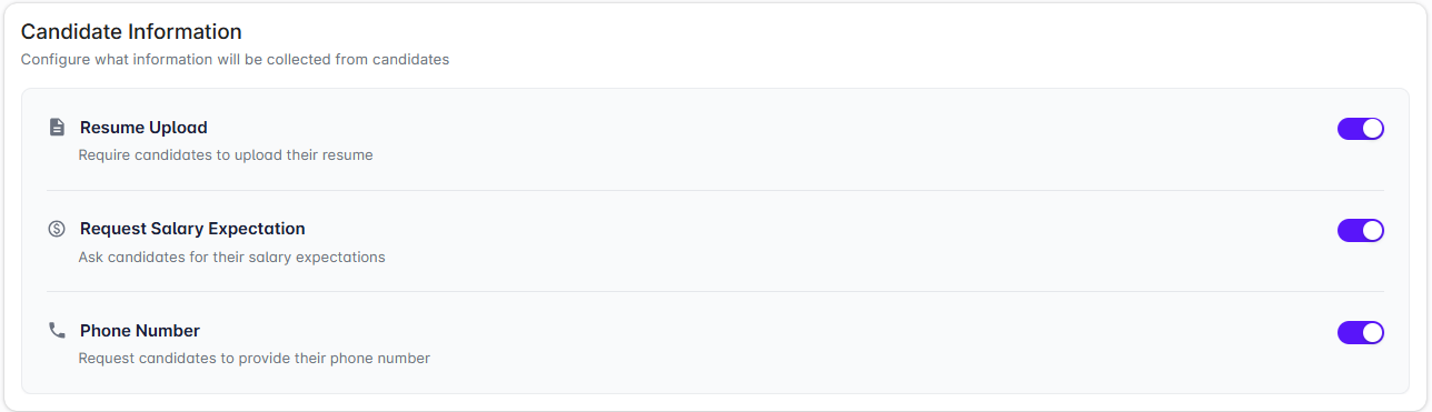 Candidate information Sample Image