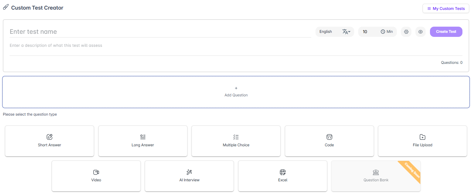 Custom test creator Sample Image
