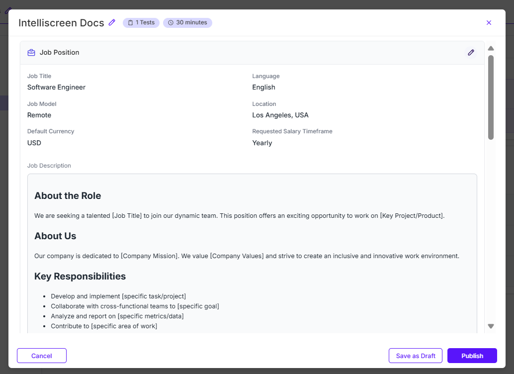 Revisar configuración de evaluación Imagen de Ejemplo