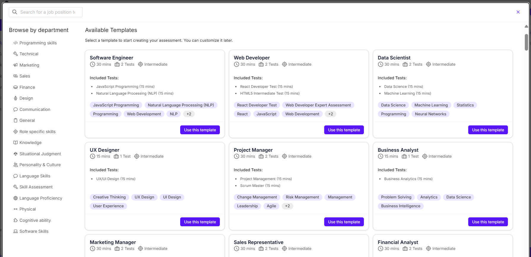 Modal de creación de evaluación Imagen de Ejemplo